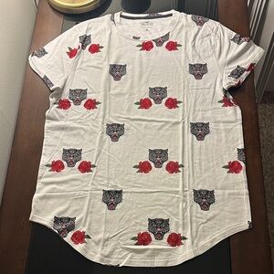 Hollister White Tee with Red and Black Graphic